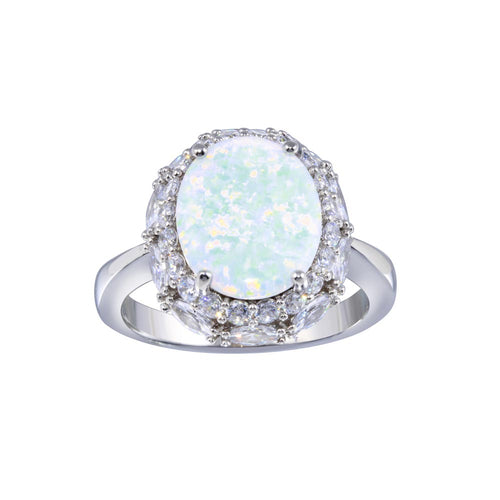 Lhr01332 Sterling Silver Ring Synthetic Opal
