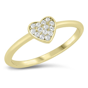 Lhr1069379 Sterling Silver Heart Ring Gold Plated Cubic Zirconia Stones