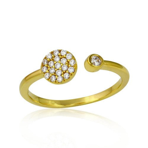LHR1118 Sterling silver Gold plate Open ring cz stones