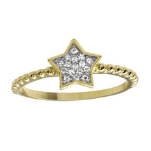 Load image into Gallery viewer, LHR1180 Sterling Silver Gold Plated Star Cubic Zirconia Ring