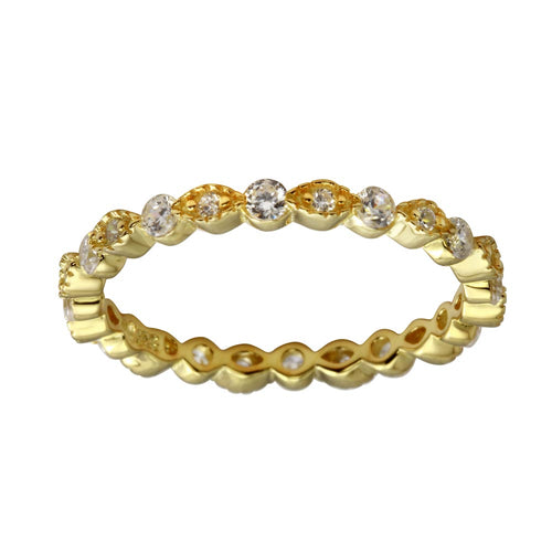 LHR1185G  Sterling silver gold plated eternity band cz ring