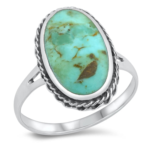 Lhr1309669 Sterling Silver Ring Turquoise Oval