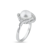 Load image into Gallery viewer, Lhr13639 Sterling Silver Ring Swirl Cz &amp; Pearl