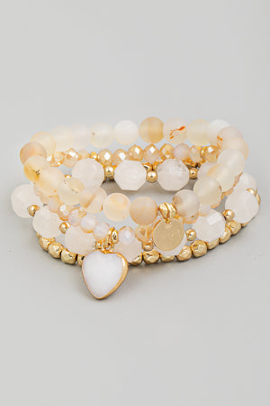 Lhb11039White Fashion Bracelet Multi Beads White Quartz Heart