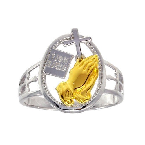 Lhr00292RG Sterling Silver Gold Plated Prayer ring