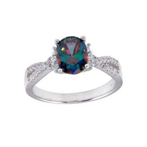 Lhr01248 Sterling Silver Rainbow Cz stone ring