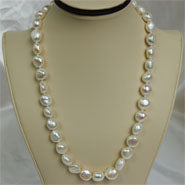 Lhns0259 Real Baroque White Pearls 22''  12-13mm Sterling silver clasp