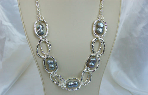 Lhf100 Pearl Necklace Grey Baroque Pearls