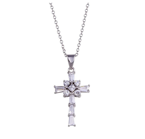 Lhp00455* Sterling Silver Baguette Cross Cz