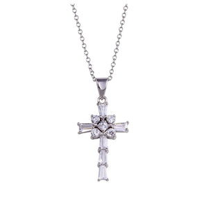 Lhp00455 Sterling Silver Baguette Cross Cz